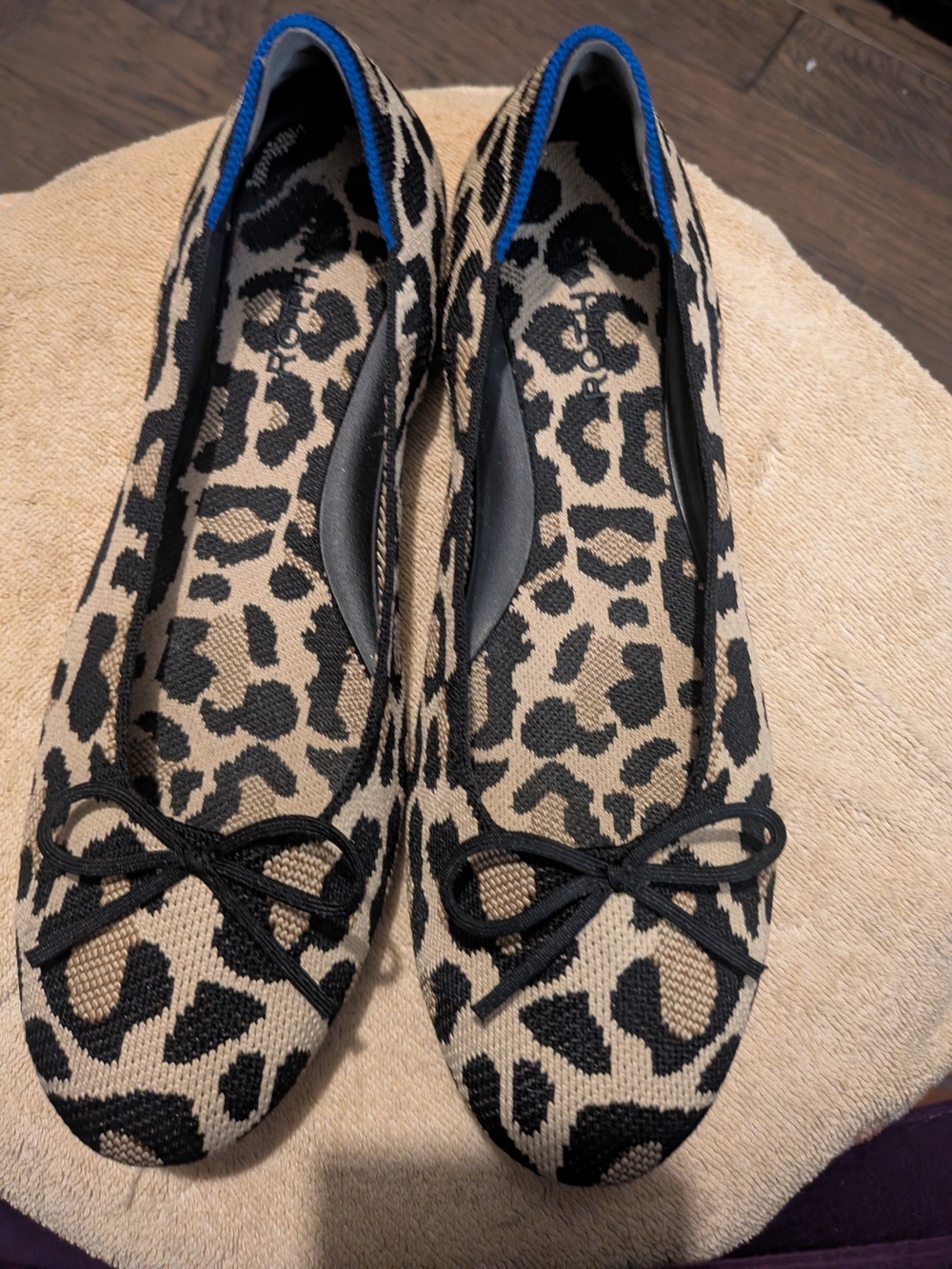 Rothy Leopard Print Ballet Flats in Beige and Black - Women's Slip-On Sz 11